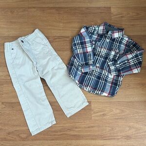 Tommy Hilfiger bundle boys jeans/plaid shirt navy red size 24 months